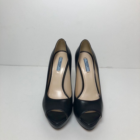 Prada Vita Lux Open Toe Pump EU 8 US 7/.5 Black - Picture 2 of 8